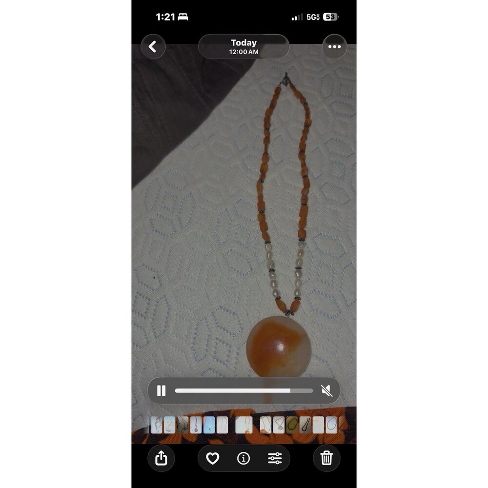 Orange Carnelian and Sterling Silver Necklace